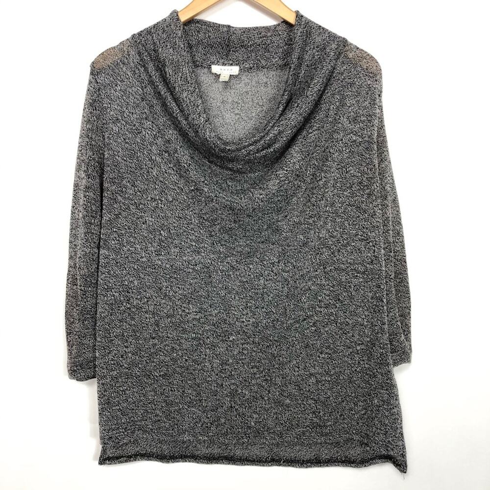 Joie Thin Knit Sweater Cowl Neck Black White Mixed Loose Fit Small $198